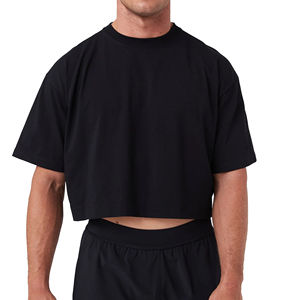 T-shirt uni surdimensionné avec logo personnalisé pour hommes, coupe boxy 100% coton, épaules tombantes, streetwear de luxe de qualité 2026 - Product Image 4