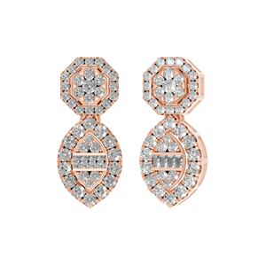 Boucles d'oreilles en forme de marquise en or massif 14 carats avec diamants naturels baguette Style tendance Fournisseur OEM ODM pour femmes - Product Image 4