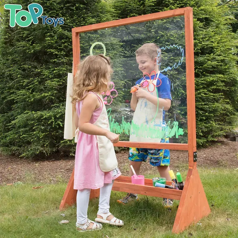 Chevalet d'art en plexiglas double face intérieur/extérieur facile à nettoyer les enfants peuvent dessiner ou peindre des deux côtés