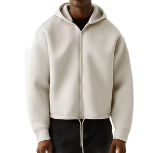 Sweat à capuche zippé Streetwear hommes vêtements recadrée fermeture éclair à capuche surdimensionné goutte épaule hommes zip up sweats à capuche - Product Image 1