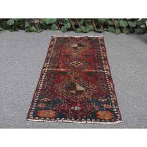 พรมตุรกีวินเทจ ขนาด 1.2x2.6 ฟุต สีแดงลายพรางเล็กๆ ทำจากขนสัตว์ - Product Image 4