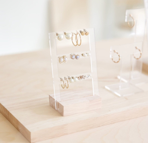 Acrylic Bông tai hiển thị đứng với cơ sở bằng gỗ trang sức tổ chức cho Bông tai bền và phong cách phụ kiện giải pháp lưu trữ - Product Image 3