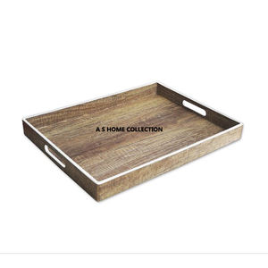 Lot de 2 Plateaux en Bois Moderne de Haute Qualité en Aluminium Doré Design Feuillu Plaque Unique pour Accents de Restaurant de Bureau à Domicile - Product Image 3