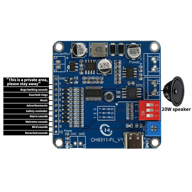 Voice Playback Module with Trigger Sound Playback Module with 10 Trigger Usb Downloadable Sound Module