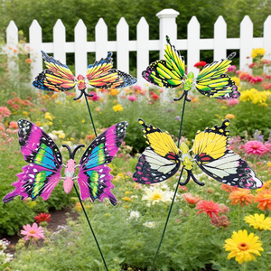 4pcs đầy màu sắc kim loại bướm cổ phần thực tế trang trí sân vườn nhà ngoài trời Patio sân hoa Nồi công viên trang trí cỏ cổ phần quà tặng - Product Image 2