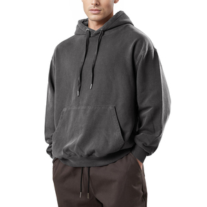 Sweat à capuche pour homme Streetwear surdimensionné 100% coton, sweat à capuche vierge avec logo personnalisé de haute qualité, Style délavé à l'acide pour homme - Product Image 3
