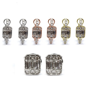 Joyería directa de fábrica de China Real High End 18K Oro blanco sólido Diamante natural Cuadrado Vintage Pendientes DE BODA Aro para mujer - Product Image 4