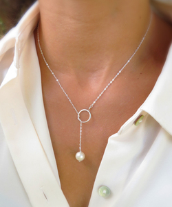 Natural White Pearl Y Chain Necklace Bohemian 925 <b>Sterling</b> <b>Silver</b> Gold Plated Pearl Handmade Pendant Necklaces for Women Jewelry - Product Image 6