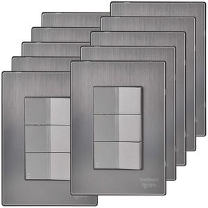 Interruttori per scale, MXIIA-006, 10 pezzi, confezione da 2/interruttore per scale, 125-250 V CA, 10 A, 50/60 Hz, argento, acciaio inossidabile/PC - Product Image 1