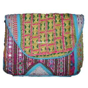 Banjara Bohemia unisex bolso de mano vintage étnico indio de moda patrón geométrico bordado borla Cum Sling algodón - Product Image 1