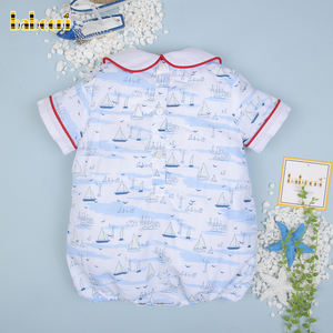 BB2904 personnalisé hiver luxe garçon bulle broderie à la main voilier imprimé bouton fermeture OEM ODM vente en gros pour bébés garçons - Product Image 6