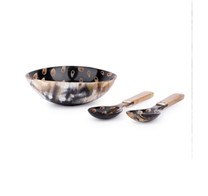 Cuenco de servicio a cuadros de cuerno de búfalo natural con juego de cuchara y tenedor 1 cuenco decorativo de búfalo de Venta caliente de lujo para afeitar - Product Image 2