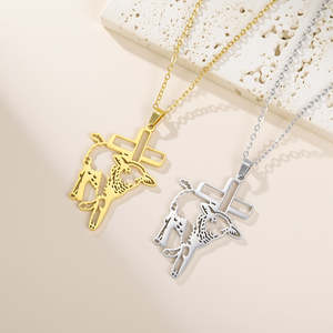 Pendentif mouton mignon en argent sterling 925, mouton ajouré, croix, plaqué or 14 carats, bijoux cadeaux pour femmes et hommes - Product Image 3