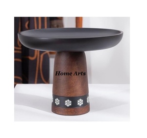 Bol à chocolat en bois de la meilleure qualité avec base en acier, forme ronde, vaisselle, bol de service pour la nourriture, à vendre - Product Image 2