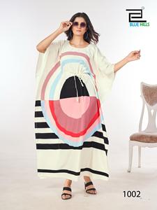 Hermosa pluma Crape estampado en relieve Kurta para mujer por Maruti Fashion para ropa de playa india y pakistaní - Product Image 2