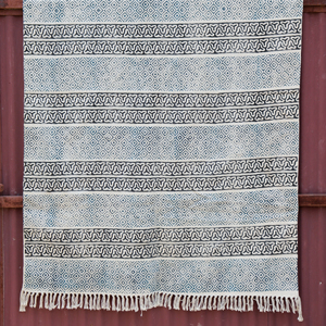 Alfombra Kilim de algodón para coche y uso al aire libre comedor tradicional estampado de bloque de mano con gran bordado trabajo jardín Yoga alfombra - Product Image 1