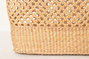 Vente en gros, sac à main écologique Vietnam en rotin, sac fourre-tout de plage, fermeture à bouton, perles, cuir de soie, jacinthe d'eau, paille à bas prix - Product Image 5