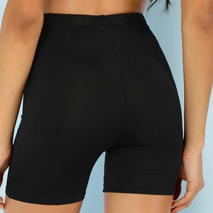 Pantalones cortos deportivos de cintura alta para mujer, verano, ajustados hasta la rodilla, negros, pantalones de ciclismo, cierre de cordón, estilo motorista fino personalizado, sólido - Product Image 6