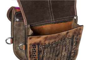 Bolsa de sillín de salto ecuestre de cuero genuino de alta calidad, ropa de equitación occidental mecanizada a mano, accesorios de conjunto Premium - Product Image 6