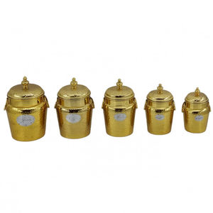 Juego de 5 Recipientes para Almacenamiento de Alimentos de Acero Inoxidable Dorado y Plateado, Utensilios de Cocina Árabes, Diseño Moderno, Presentes, Tapa Extraíble, Apto para Calentar - Product Image 6