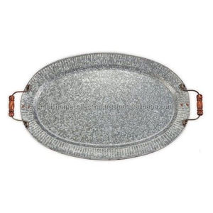 Luxurious American Style Fancy Tray for Kitchen Serve Metal Round Hammered Serving Tray New <b>Year</b> Celebration Tableware Tray Deco - Product Image 4