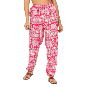 Femmes taille libre rayonne Hippy Boho ballon droit sarouel Baggy Streetwear Yoga pantalon cordon fermeture tissé plat lavé - Product Image 1