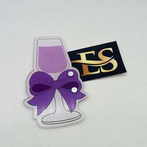 Tuile à cils en acrylique personnalisable avec aimants, motif Moch Myrtille avec nœud violet, pour vente en gros et logo personnalisé - Product Image 6