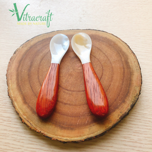 ช้อนทำจากเปลือกหอยมุกสีขาวและชิงชันช้อนคาเวียร์, ช้อนกาแฟ, ช้อนชาขนาด10x2.2cm - Product Image 1