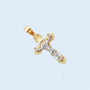 Colgante de Cruz Católica Romana Chapado en Oro de 14K y Plata con Jesús INRI - Product Image 4