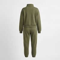 Ensemble streetwear tendance pour femme : survêtement deux pièces en toile avec col montant, fermeture éclair, logo personnalisé, idéal pour l'hiver (sweat-shirt et pantalon)