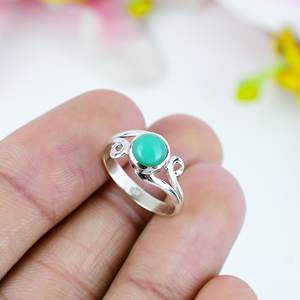 Anillo de piedras preciosas de crisoprasa Natural de tendencia, anillo de joyería hecho a mano Chapado en plata Vintage, joyería de forma ovalada de Plata de Ley 925 - Product Image 5