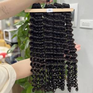 VENTE EN GROS DEEP WAVE NATUREL NOIR SUPER DOUBLE BUNDLES DEAL CLOSURE FRONTAL RAW UNIQUE DONATEUR EXTENSIONS DE CHEVEUX HUMAINS VIETNAMIENS - Product Image 1