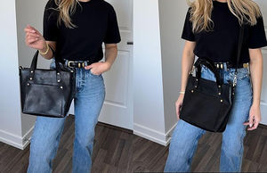 Mini sac cabas de voyage artisanal Companion avec sangle amovible en cuir pleine fleur de qualité supérieure et compartiment à fermeture éclair - Product Image 6