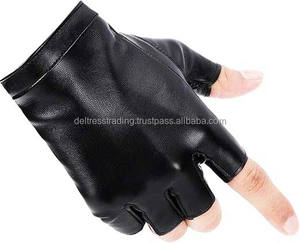 Men's High Quality Black <b>Leather</b> <b>Fingerless</b> Driving <b>Gloves</b> Breathable Original Design for Winter Sports Outdoor Casual - Product Image 2