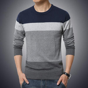 Pull décontracté pour homme, respirant, à séchage rapide, en élasthanne/coton, uni, coupe ajustée, col rond, tricotage personnalisé OEM, mode automne - Product Image 3