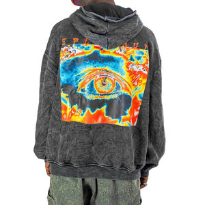 Nouveau Street Wear Hoodies Pullover Basics, Coton Mélangé Vintage Double Couche Lavage À L'acide Respirant En Détresse Thermique Hoodies Hommes - Product Image 2