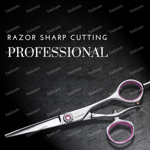 Tijeras profesionales de peluquería giratorias Sakura/Tijeras (5,5, acero) Tijeras de corte de pelo Rosa Incluye estuche de cuero de vaslcare - Product Image 5