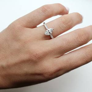 12x6mm Marquise Cut White <b>CZ</b> Solitaire Engagement <b>Ring</b> with Pave Band Silver Bridal Wedding Anniversary Proposal Women Jewelry - Product Image 3