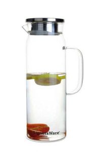 Carafe à eau en verre TQC, design moderne et luxueux, capacité 1L, poignée en métal finition dorée, pour cuisine et table. - Product Image 3