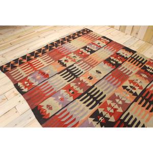 Tapis vintage 6,3 x 10,1 pieds, tapis turc en laine rouge patchwork - Product Image 4
