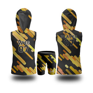 Ensembles d'uniformes de flag football sans manches respirants de haute qualité, personnalisables, vente en gros, maillots et shorts sur mesure, coupe longue devant - Product Image 1