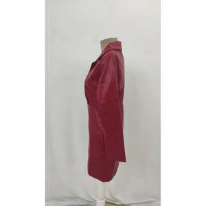 Robe en cuir mini à col et manches longues pour femme, 29174 - Bourgogne - Product Image 5