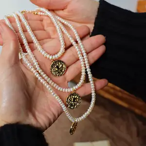 Damenmode Natürliche Süßwasserperlen 50cm Perlenkette Teufelsauge-Kette Kragenbein-Kette