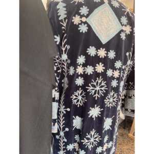 Chaqueta de Satén Estilo Chinoiserie Midnight Sky, Reversible, Acolchada de Terciopelo Boho, con Forro de Lino y Spandex, Otoño Invierno, con Flecos, Personalizada - Product Image 1