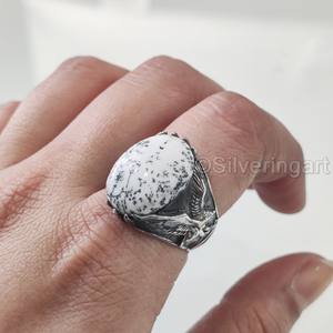 แหวนเงินแท้ 925 ประดับโอปอลธรรมชาติ ดีไซน์พิเศษสำหรับผู้ชาย ของขวัญแต่งงานสไตล์ออตโตมัน ประจำเดือนตุลาคม - Product Image 1