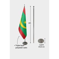 Drapeau d'intérieur officiel personnalisé de la Mauritanie - 3x5 pieds, impression numérique, mât en aluminium, bannière en coton ou en plastique, logo personnalisé