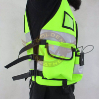 Gilet de sécurité réfléchissant haute visibilité unisexe en polyester 100% avec fermeture éclair avant, design OEM Golden Weather, gilet tactique