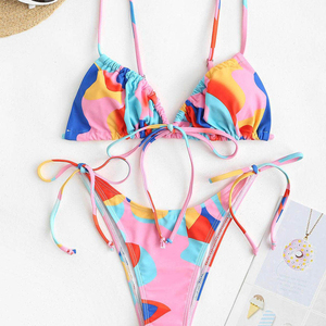 Dos piezas trajes de baño Sexy moda dos piezas Bikini Sexy mujeres traje de baño Multicolor plisado hueco Bikini fitness conjuntos mujeres - Product Image 3