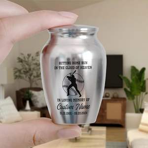 Urna de béisbol personalizada para cenizas humanas, recuerdo, regalos, pérdida de un ser querido, urnas para cenizas humanas, tamaño personalizado, Plata - Product Image 2
