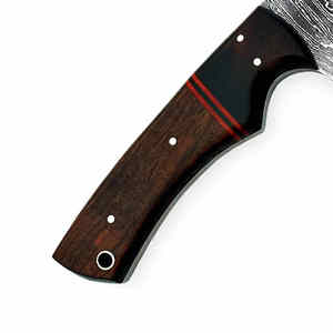 Couteau de chasse en acier Damas fait main avec gaine en cuir et manche en bois - Product Image 4